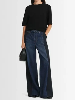 Pantaloni in denim e tessuto
