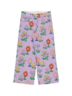 Pantaloni in gabardina di cotone con stampa