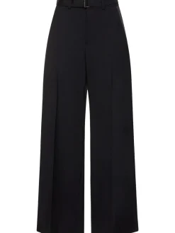 Pantaloni larghi in gabardina con cintura