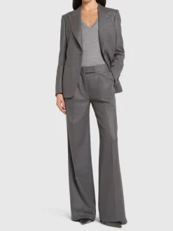 Pantaloni larghi sartoriali in cashmere