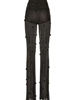 Pantaloni Le Pantalon Espelho in mesh con perline