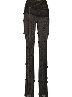 Pantaloni Le Pantalon Espelho in mesh con perline