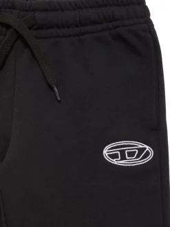 Pantaloni svasati in felpa di cotone con logo