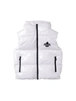 Piumino smanicato in nylon con cappuccio