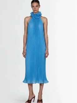 Pleated georgette long dress