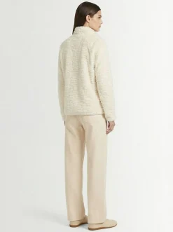 Plush zip-up mock neck jacket
