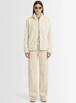 Plush zip-up mock neck jacket
