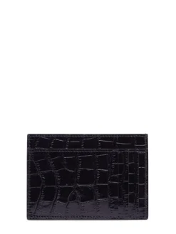 Porta carte di credito in pelle lucida stampata