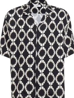 Printed boxy fit bowling shirt