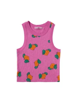 Printed cotton blend jersey tank top