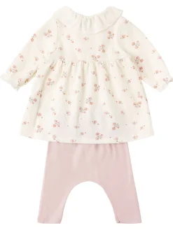 Printed cotton dress & leggings