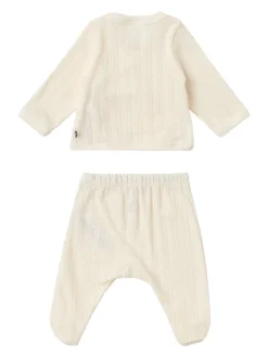 Printed cotton jersey top, pants and hat