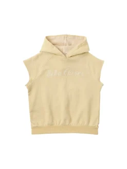 Printed cotton sleeveless hoodie