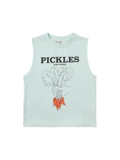 Printed cotton sleeveless t-shirt