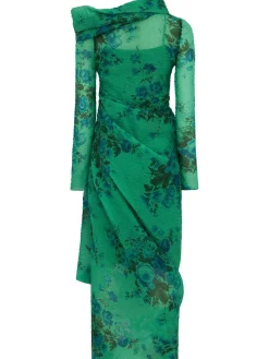 Printed organza midi dress
