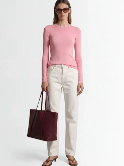 Ribbed long sleeve stretch t-shirt