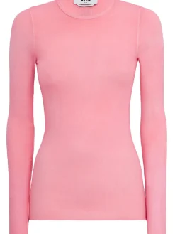 Ribbed long sleeve stretch t-shirt