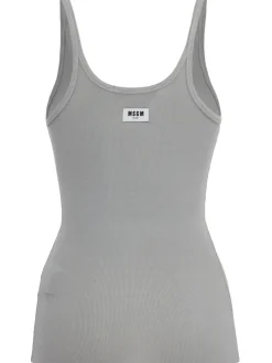 Ribbed stretch viscose tank top