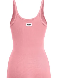 Ribbed stretch viscose tank top