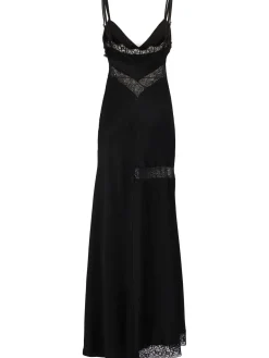 Satin long dress with lace