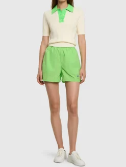 Shorts in nylon techno con logo