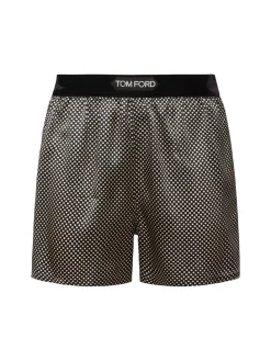 Shorts in raso stretch stampa a pois