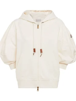 Short sleeve cotton zip-up hoodie