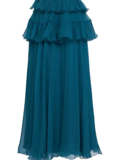 Silk mousseline maxi skirt