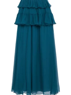 Silk mousseline maxi skirt