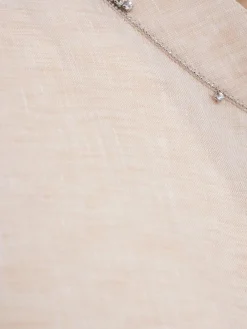 Sleeveless linen shirt w/ embroidery