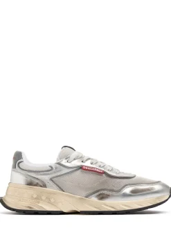 Sneakers in cotone e pelle con logo