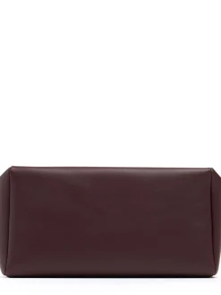 Squared compact silk leather clutch