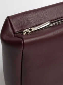 Squared compact silk leather clutch