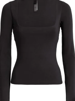 Square neck long sleeve top
