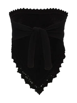 Strapless top with crochet trim