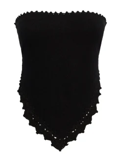 Strapless top with crochet trim