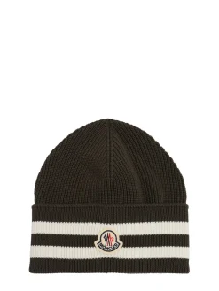 Striped cotton blend beanie