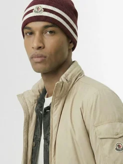 Striped cotton blend beanie