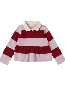 Striped long sleeve cotton polo shirt