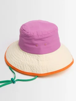 Striped poly bucket hat