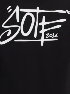 Tag printed cotton long sleeve T-shirt
