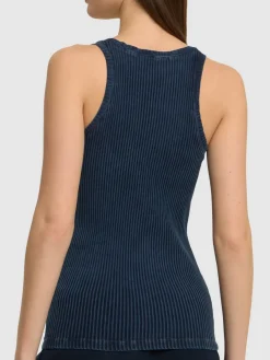 Tank top in cotone stretch a costine
