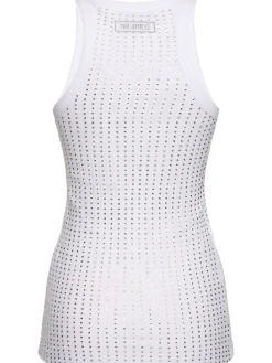 Tank top in jersey con cristalli