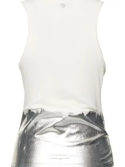 Tank top in jersey di misto cotone a costine