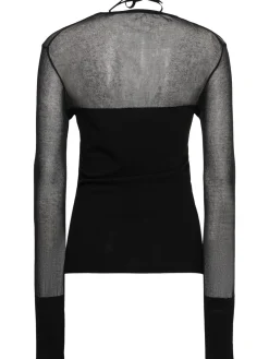 Top in maglia di misto viscosa con trasparenze