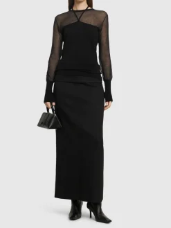 Top in maglia di misto viscosa con trasparenze