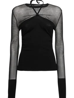 Top in maglia di misto viscosa con trasparenze