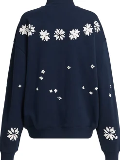 Top in misto cotone con mezza zip