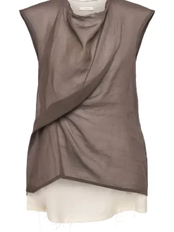 Top in organza di cotone drappeggiato Inawa