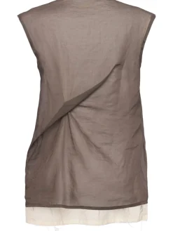 Top in organza di cotone drappeggiato Inawa
